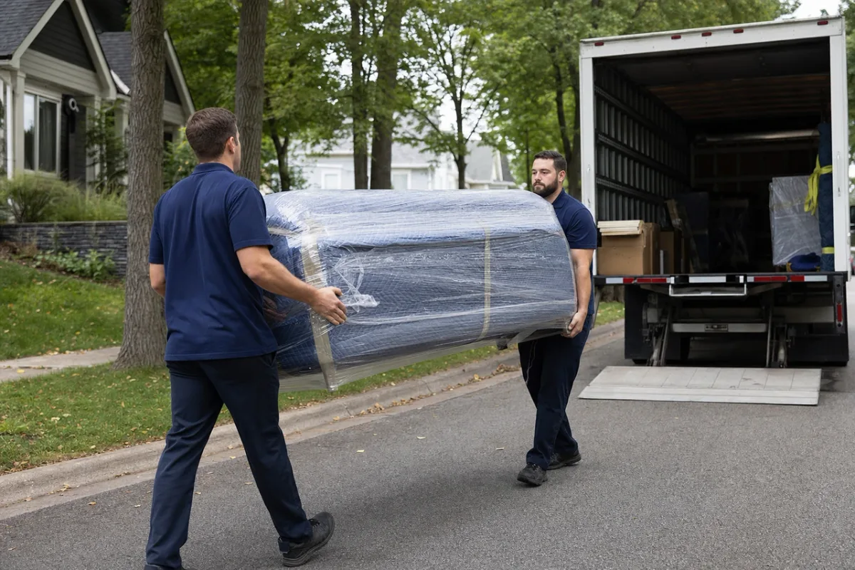 moving crew loading furniture into a moving truck moving crew loading furniture into a moving truck