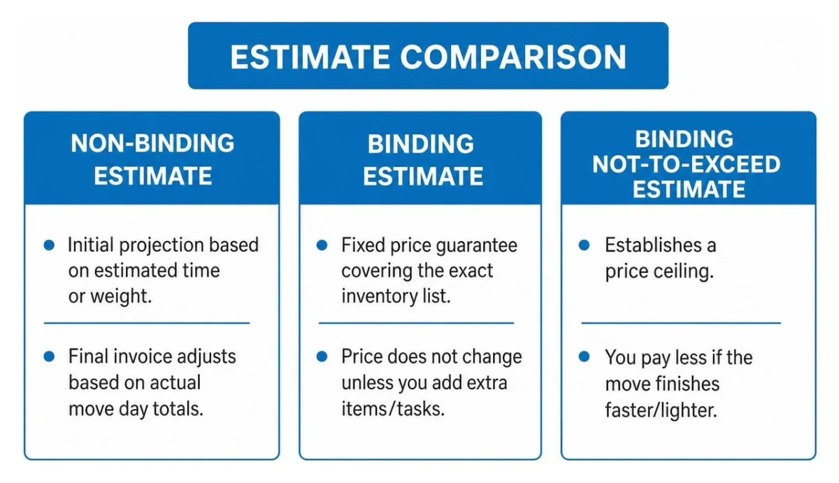 comparison diagram of binding vs non-binding vs binding not to exceed moving estimates comparison diagram of binding vs non-binding vs binding not to exceed moving estimates